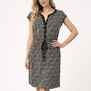 Espresso Los Angeles Black & White Geometric Midi Dress NWT